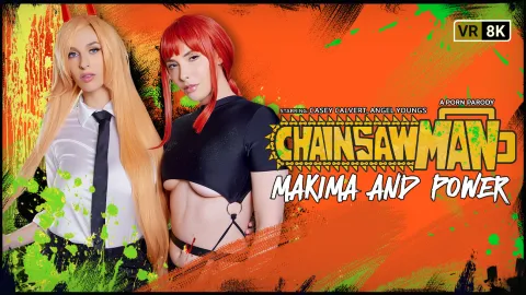 Chainsaw Man VR Porn: Makima & Power Threesome Cosplay Fuck