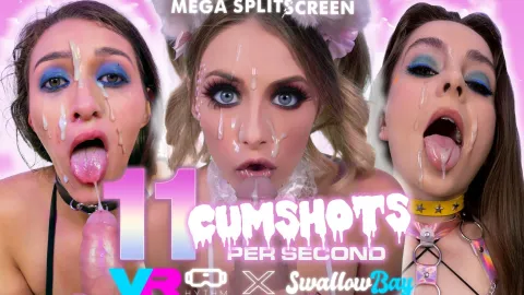 Mega Splitscreen: 11 Cumshots Per Second VR Explosion