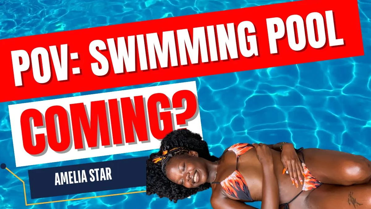 POV Pool Tease: Amelia Star’s Wet Ebony Body Seduces in 8K