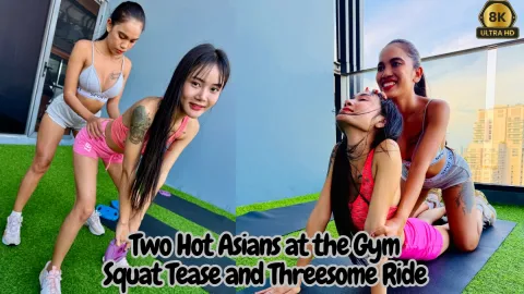 Two Hot Asians Gym Tease: Squat Seduction & Threesome Fuck