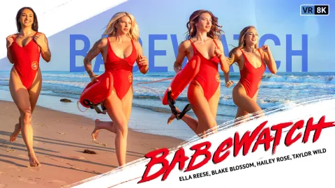 Babewatch 8K VR: Wild Beach Orgy with Four Busty Lifeguard Sluts