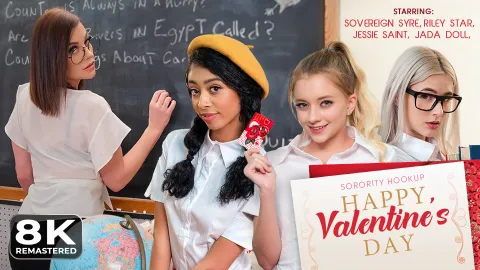 Sorority Hookup: Valentine's Day Orgy with Jessie Saint 8K VR