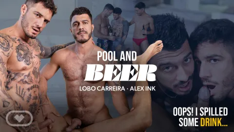 Gay Pool Threesome: Alex Ink, Lobo Carreira & Roy West in VR Heat