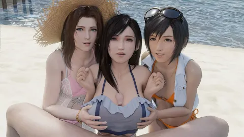 Final Fantasy XXX Parody: Tifa, Aerith & Yuffie Threesome VR